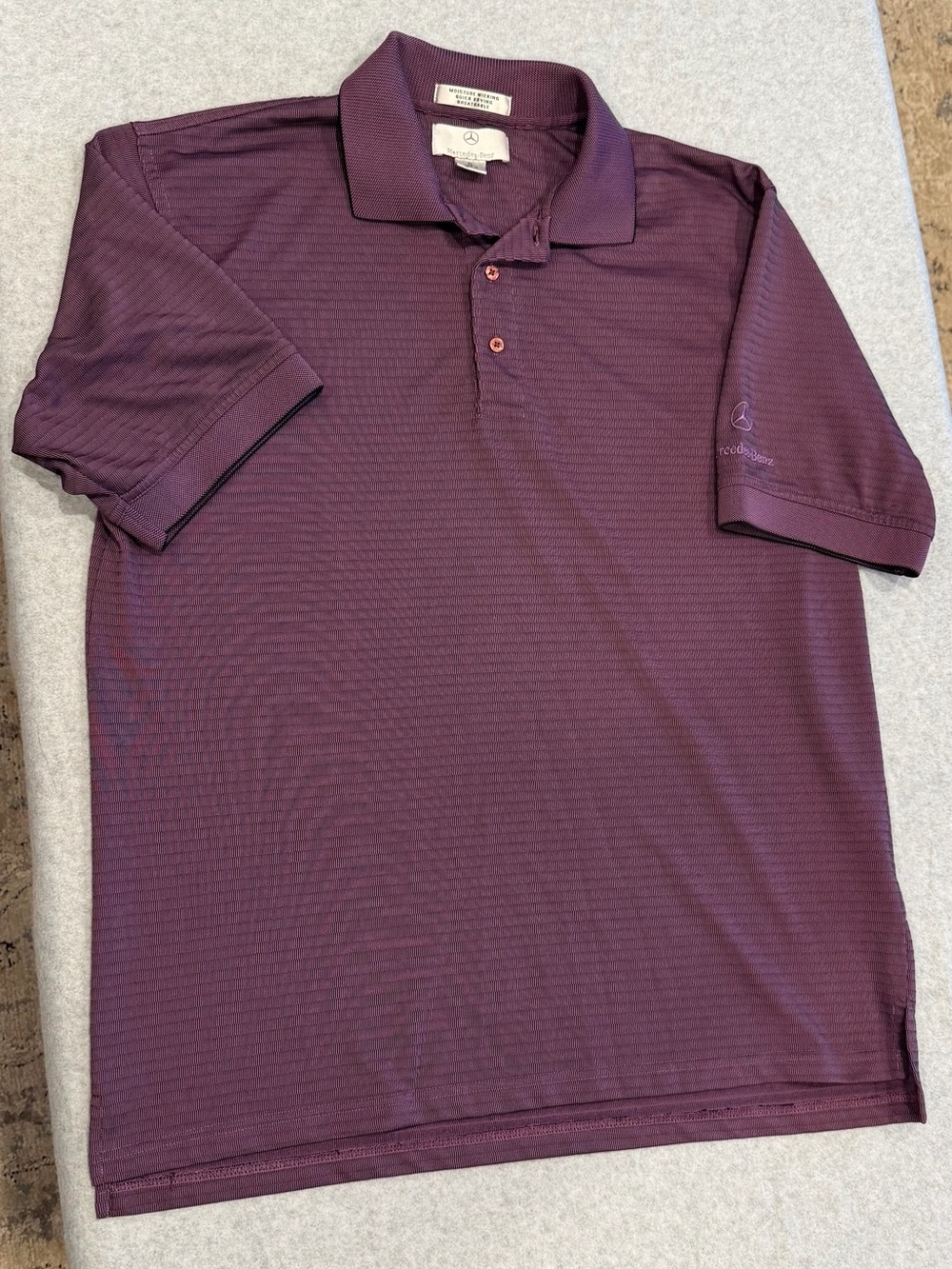 Mercedes Benz Jacquard Dobby Weave Quick Dry Performance Plum Polo Men XL GUC